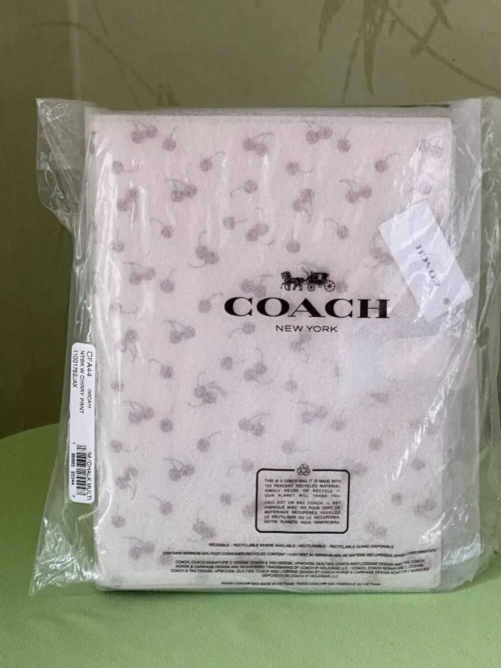 COACH NOTEBOOK with CHERRY PRINT :NWT  CHERRIES  CFA44